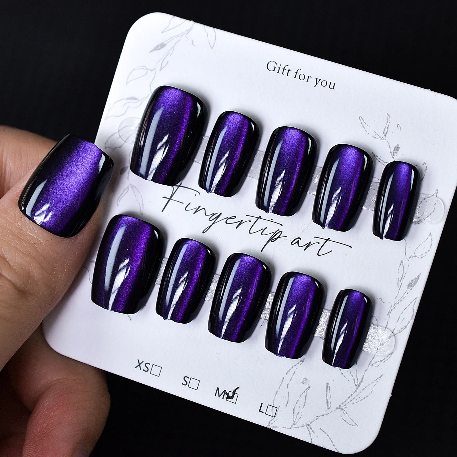 Press on nails 10 pieces charming cat eyes style square 3 sizes to choose from for women and girls - Hands of Hope