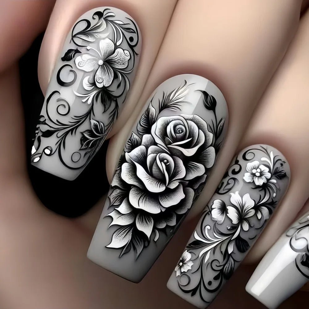 Purple Flower Coffin Printed Nail Set - Hands of Hope