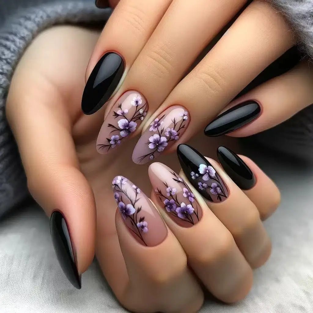 Purple Flower Coffin Printed Nail Set - Hands of Hope