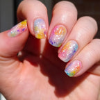 Shiny Blue Fake Nails 24Pcs Short Square Press On Nails Sparkly Gold Star Designs Reusable Acrylic False Nails Tips for Woman - Hands of Hope