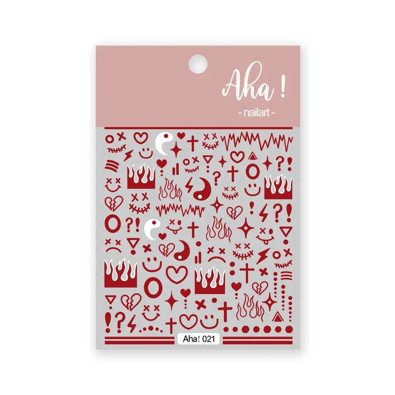 White Bloom Translucent Hollow Butterfly Heart Nail Sticker Press on Nails Decals Hollow Heart Star Moon Shape Sticker Sliders - Hands of Hope