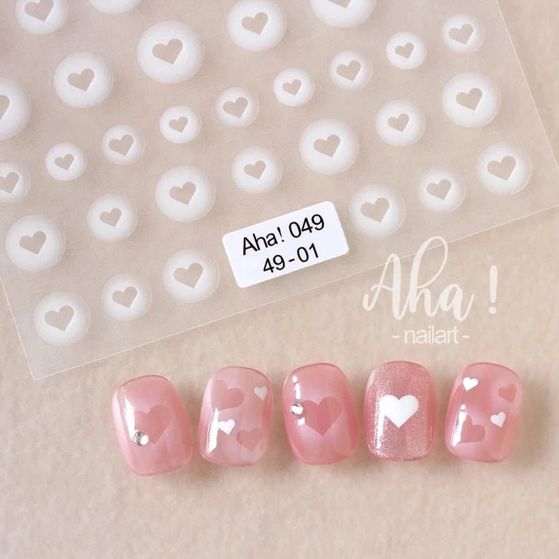 White Bloom Translucent Hollow Butterfly Heart Nail Sticker Press on Nails Decals Hollow Heart Star Moon Shape Sticker Sliders - Hands of Hope
