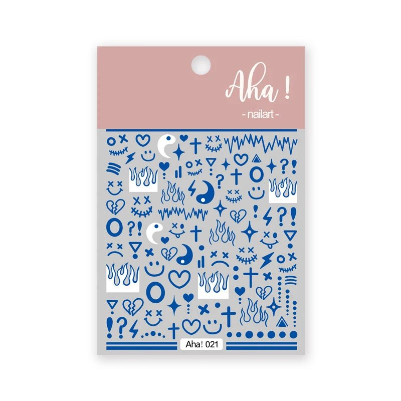 White Bloom Translucent Hollow Butterfly Heart Nail Sticker Press on Nails Decals Hollow Heart Star Moon Shape Sticker Sliders - Hands of Hope