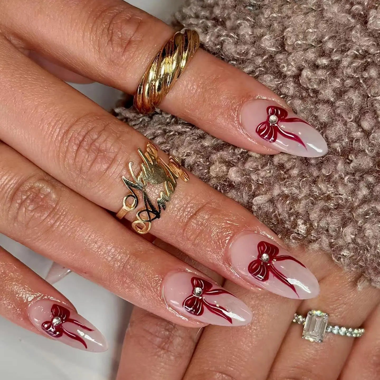 White French 3D Bowknot Nail Set - Hands of Hope