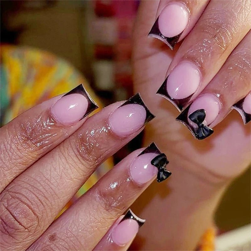 White French 3D Bowknot Nail Set - Hands of Hope